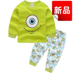 ✨新品✨モンスターズインク マイク風 子供用パジャマ 長袖 男の子 女の子 キッズパジャマ 上下セット 部屋着 ルームウェア コットン 綿 キッズパジャマ 長袖パジャマ プレゼント 100/110/120/130cm 緑 グリーン かわいい