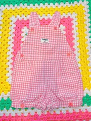 oshkosh shortall オシュコシュ ギンガムチェック ショートオール オーバーオール　《92》