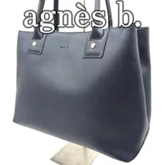 【良品】agnès b. アニエスベー トートバッグ ネイビー PVCコーティングナイロン 肩掛け可能 A4収納 シンプル 上品 通勤 通学 レディース バッグ Navy Tote Bag Elegant