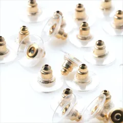 P-372 下向き防止キャッチ 【ブロンズゴールド】 20個入 ガード付き シリコン 大きめ 透明 ゴムキャッチ バックキャッチ 樹脂 キャッチャー アクセサリー パーツ ハンドメイド 素材 材料 金属アレルギー対策