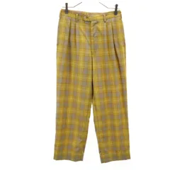 Christian Dior MONSIEUR クリスチャンディオール ムッシュ 90s オールド チェック柄 タック パンツ 73 イエロー系 メンズ 古着