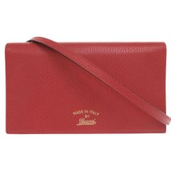 美品 グッチ 368231 レザー レッド ショルダーウォレット ショルダーバッグ 長財布 赤 0462 GUCCI
