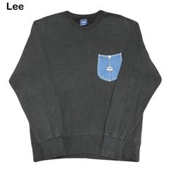 Lee デニムポケット ワンポイント 刺繍 シンプル ロゴ ブラック メンズ レディース トレーナー スウェット Mサイズ