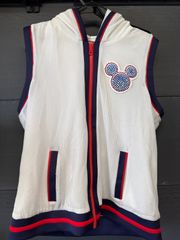 【3点セット】ミッキー ワッペン付 ジャンボリミッキー　メッシュ ベスト パーカー 白×ネイビー×赤 Lサイズ　制服
