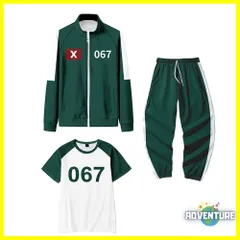 イカゲーム ジャージ 067 カン・セビョク チョン・ホヨン 緑グリーン ギフン 子供コスプレ 3点セット キッズ100 110 120 130 140 150 160着ぐるみ ゲーム 映画  ハロウィン仮装 コスチューム衣装 韓国 男の子4