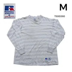 90s usa製ラッセルアスレティック古着ボーダー長袖Tシャツ M グレー