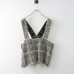 美品 ピュアルセシン pual ce cin かぎ針編み風ビスチェ F/ブラック コットン ニット キャミソール ノースリーブ【2400014554434】