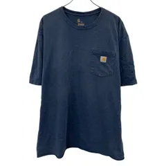 Carhartt 半袖 ロゴTシャツ 2XL ネイビー カーハート プルオーバー ビッグサイズ 胸ポケット カットソー 古着卸 アメリカ仕入 a706-5399