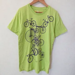 (^w^)b Design Tshirts Store graniph デザインティーシャツストア グラニフ 半袖 カットソー Tシャツ 丸首 サイクリング 自転車 プリント タウンユース コットン 綿100% カジュアル グリーン系 メンズ サイズM