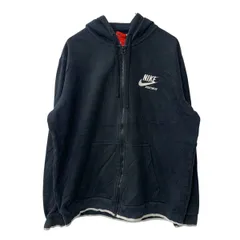 NIKE ロゴスウェット パーカー L ブラック ナイキ ジップアップ バックプリント フーディー 裏起毛 古着卸 アメリカ仕入 a708-5700