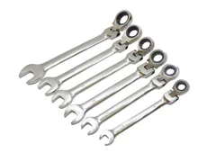 首振り フレックス ラチェットレンチ ギヤレンチ ラチェットスパナ 6本 セット 72ギア コンビネーションレンチ ギヤラチェット 8mm 10mm 12mm 13mm 14mm 17mm スパナレンチ フレキシブル ラチェットスパナ 工具