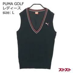 PUMA GOLF プーマゴルフ ウール混 Vネック ニットベスト ブラック系 M ［240001872597］