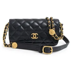 シャネル マトラッセ ミニフラップ チェーン ショルダーバッグ ソフトキャビアスキン レザー ブラック アンティークゴールド金具 CHANEL（新品・未使用品）