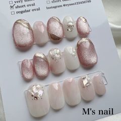 サイズオーダーメイド10枚/ピンクマグネット/ニュアンスネイル