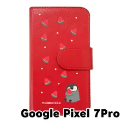 【新品未使用】Google Pixel 7Pro ピクセル7Pro スマホケース 手帳型 (色：レッド×柄：ペンギンとスイカ)moimoikka ペンギン 動物 flip2-pixel7pro-rd-20139