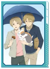 【中古】クリアファイル 01.夏目貴志＆名取周一＆ニャンコ先生(傘) A4クリアファイル3ポケット 「夏目友人帳」