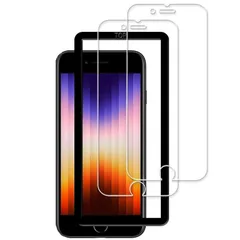 KPNS iPhone SE3 ガラスフィルム【2枚セット】ガイド枠付き 日本素材製 強化ガラス iPhoneSE 3 2022 第3世代 / iPhone SE2 2020 第2世代 / iPhone8 7 6 6s 用 ガラスフィルム 強化ガラス カバ 1