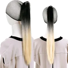 Luce brillare ポニテールウィッグ クリップ ストレート エクステ レディース ウィッグ グラデーション ハイライト ロング 短い 30cm 40cm 50cm 60cm 耐熱 子供 キッズ 髪飾り カラフ [イエローグラデーション] [50cm]