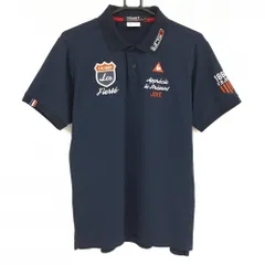 【超美品】ルコックゴルフ 半袖ポロシャツ ネイビー×レッド ロゴ刺しゅう メンズ LL ゴルフウェア le coq sportif