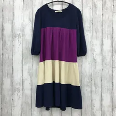 【 Ray BEAMS 】レイビームス ひざ丈ニットワンピース 3色ボーダー柄