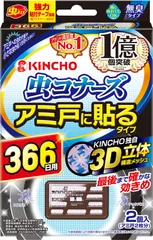 【特価セール】アミ戸に貼るタイプ 虫コナーズ 網戸用 虫除け ネット 366日 2個入 無臭 防虫剤