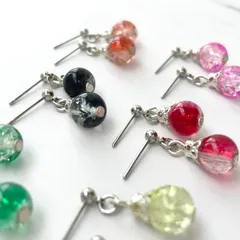 ファッションアクセサリー ピアス 人気 レディース 2ペアセット クラックガラスビーズピアス レディース アクセサリー 透明感のある輝き 華やかな光を反射するガラスビーズ  色鮮やか カラーバリエーション 日常使いにぴったり ギフトにもおすすめ 軽やか カラー