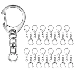 【迅速発送】サムコス キーホルダー金具 回転カン付き ハンドメイド キーリング アクセサリー DIY 手芸用品 シルバー 30個セット