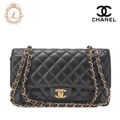 CHANEL シャネル   チェーンショルダーバッグ  マトラッセ  ダブルフラップ 25cm キャビアスキン  黒 （ゴールド金具） レディース バッグ レディース【中古】【送料無料】
