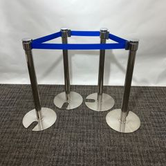 移動ローラー付ベルトパーテーションポールスタンド8本セット 引取り