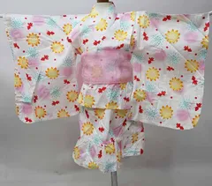 浴衣ドレス・帯3点セット 女児 女の子 7歳～8歳 7才～8才 120サイズ 適合身長115cm～125cm NO40090-2