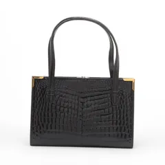 GUCCI ハンドバッグ　オールドグッチ　本革×クロコダイル　ネイビー GUCCI ハンドバッグ オールドグッチ 本革×クロコダイル ネイビー