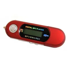 電池式 8GB内蔵 MP3プレーヤー 《レッド》 USBメモリ機能 デジタルオーディオプレーヤー 音楽再生 録音 小型 軽量 ポータブル[定形外郵便、送料無料]