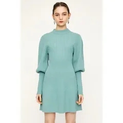 ★スライ/H／N PUFF SLEEVE コットン パフスリーブ ニット ワンピース グリーン /size 2/SLY