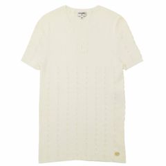 シャネル CHANEL 22SS リブニット カットソー ロゴ ココマーク 半袖 P70915k10150 38 白 ホワイト 0513 レディース シャネル CHANEL 22SS リブニット カットソー ロゴ ココマーク