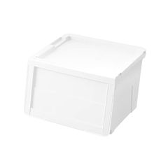 天馬(Tenma) 収納物の出し入れがしやすいフラップ式収納ボックス カバコ モノ M 完成品 場所を選ばないデザインの収納ケース フラップ扉 衣装ケース 収納しているものが見えないホワイトカラー プラスチック 【組立不要】 【色 ホワイト】 【サイズ M 1