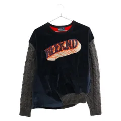 kolor (カラー) 18AW ベロア ニット切替クルーネックスウェットトレーナー ブラック/グレー 18WCL-T01217のサムネイル