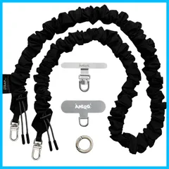 【在庫セール】ショルダーストラップ スマホ 360°回転金具付き 長さ調整可能 ドローストリングデザイン スマホストラップ 斜めがけ 肩掛け 首掛け 落下防止 [APEGG] 携帯ストラップ ショルダーベルト レディース 全機種対応 可愛い おしゃれ Blac