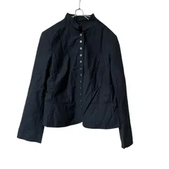 Z1536 Agnes b. アニエスベー スタンドカラージャケット ストライプ スナップボタン ネイビー サイズ40