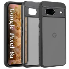 ZXZone for Google Pixel 8a ケース 半透明 マット感ケース 耐衝撃 画面保護 レンズ保護 米軍MIL規格 滑り止め 指紋防止 ストラップホール付き ワイヤレス充電対応 スマホケース グーグルピクセル8a カバー 6.1インチ ブラ 1