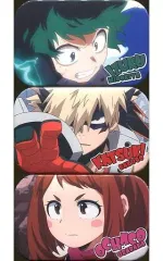 【中古】バッジ・ピンズ(キャラクター) A.緑谷＆爆豪＆麗日 まるかくカンバッジ(3個組) 「僕のヒーローアカデミア」 ジャンプフェスタ2019グッズ