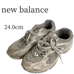 new balance ニューバランス 白 紺 スニーカー 24.0cm