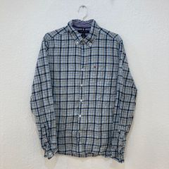 トミーヒルフィガー TOMMY HILFIGER ボタンダウンシャツ【M】ライトブルー 水色 メンズ 長袖シャツ チェック柄