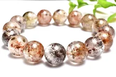 【１点物】希少共生◇ザンビア産 MIXエピドート＆トルマリンインクォーツ　12.5mm　ブレスレット  パワーストーン 天然石 _MA652