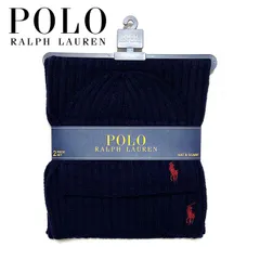 送料無料 メンズ レディース マフラー ネイビー Polo Ralph Lauren ポロ ラルフローレン 日本未入荷”ポロラルフローレンマフラー&ニットキャップセット po496