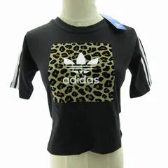アディダス adidas ×アトモス タグ付 Tシャツ ショート丈 ロゴ レオパード柄 黒 ブラック XS GT5222