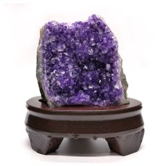 ウルグアイ産　アメジストクラスター【木製台座付き】　NO.4　☆天然石　クラスター　浄化