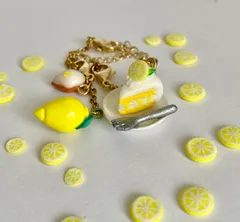 コロコロかわいいトリオ♪ミニチュアレモンケーキ*バッグチャーム