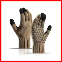 【送料無料 】カーキ_S [Trnvco] 手袋 冬 防寒 メンズ ニットグローブ アウトドアグローブ アルパカ・スマホ対応・裏起毛・発泡印刷滑り止め ニット手