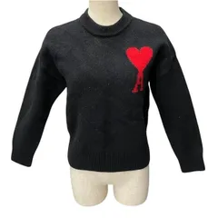 AMI PARIS アミパリス アミ ニット セーター クルーネック トップス 長袖 ウール ブラック【表記サイズ：M】