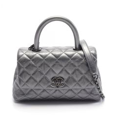 シャネル CHANEL ハンドバッグ ココハンドル フラップ マトラッセ A92990 メタリックグレー レザー ココハンドル マトラッセ2wayショルダー レディース Used A